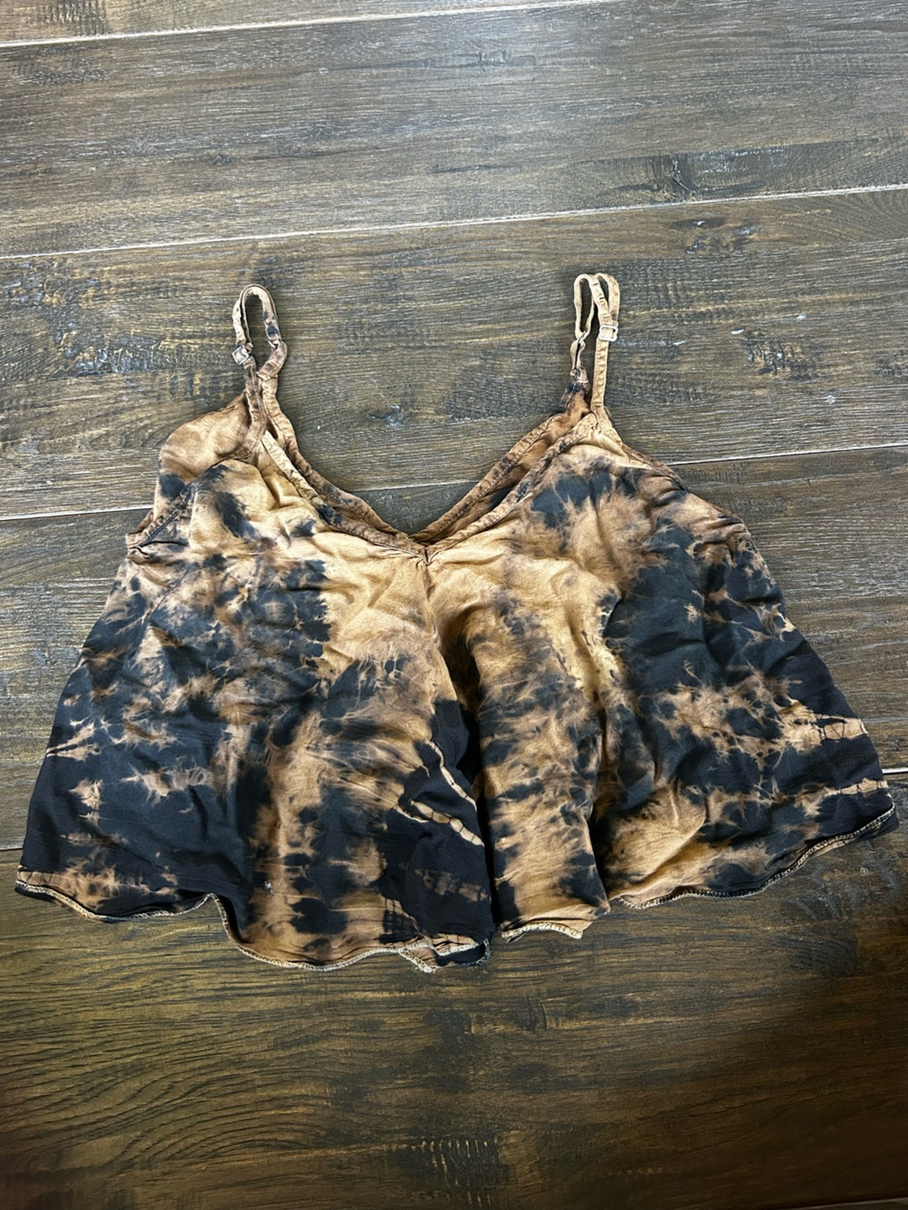 EARTHBOUND Tie-Dye Crop Cami in Black and Brown
